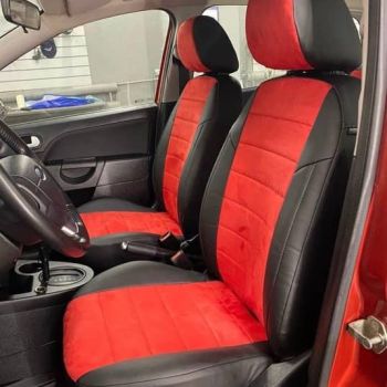 Авточехлы Автопилот Черный красный алькантара